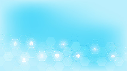 Abstract medical background with flat icons and symbols