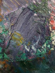 the texture of the oil paint palette artist