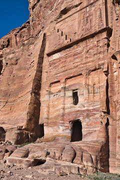 Petra temple and blue sky