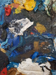 the texture of the oil paint palette artist