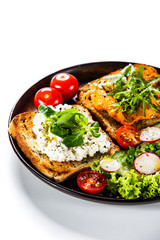 Breakfast - sandwiches with vegetable salad