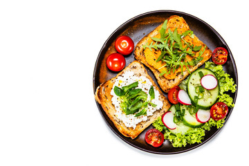 Breakfast - sandwiches with vegetable salad