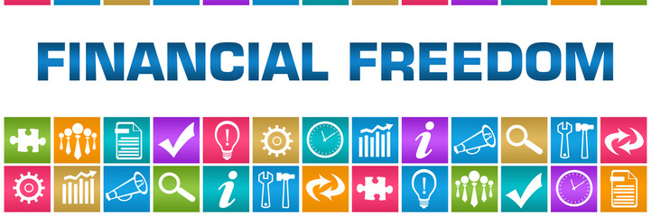 Financial Freedom Colorful Box Grid Business Symbols 