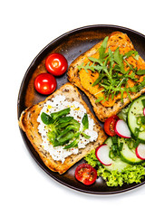 Breakfast - sandwiches with vegetable salad