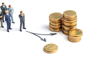 Businessman chooses the right path to big money. Different ways to achieve the goal, the right and...