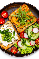 Breakfast - sandwiches with vegetable salad