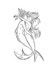 mermaids lovers couple of man and woman kissing and hugging