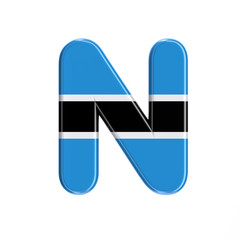 Botswana flag letter N - Capital 3d Batswana font - suitable for Africa, Gaborone or politics related subjects
