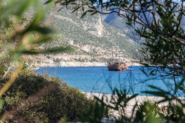 Looking onto the sailing ship