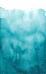 Ręcznie rysowane akwarela umyć żywy niebieski turkusowy tło - 278059725