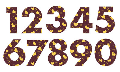 Naklejka premium Arabic numerals with hearts.