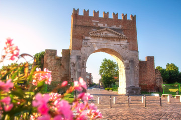Arch of Augustus. Rimini, Italy. Famous oldest Roman Triumphal Arch