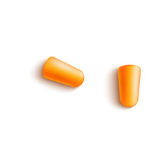 Earplugs for sound protection 3d vector illustration isolated on background.