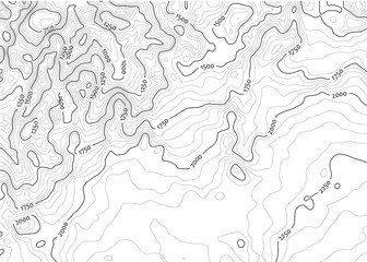 Contour topo map in black/white with labels