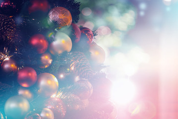 Christmas Background with bokeh light; Blurred Xmas background