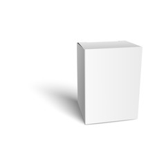 White cardboard box mockup with blank packaging, empty realistic mockup for retail package design