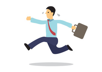 Businessman running with a briefcase. Concept of urgent businessman.