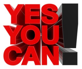 YES YOU CAN ! word on white background 3d rendering