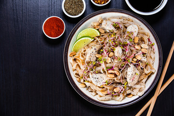 Pad thai - grilled meat and noodles