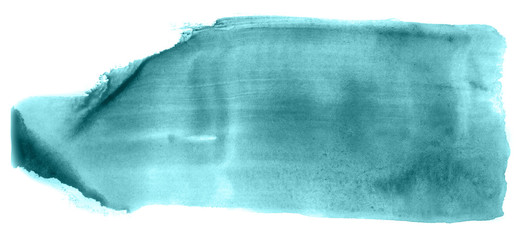 Abstract watercolor background hand-drawn on paper. Volumetric smoke elements. Blue-Green color. For design, web, card, text, decoration, surfaces. © colorinem