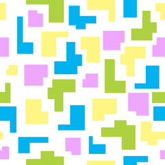 Repeating background of colorful blocks. Vector illustration of abstract geometric seamless pattern. Endless texture of bricks. 