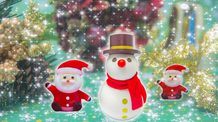 クリスマスイメージ　サンタと雪だるま