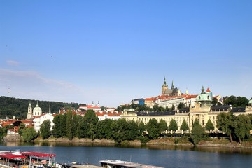 praha, river, city, architecture, water, vltava, tower, czech, town, church, old, building, cityscape, cathedral, house, view, landmark,	