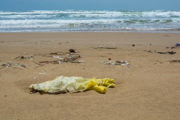 Fototapeta na wymiar Ecological problem of pollution of the world ocean with plastic, waste and garbage