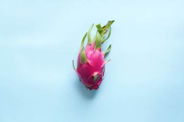 pitahaya tropical fruits on blue background flat