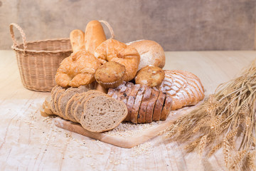Fototapeta na wymiar Assorted bread and pastry