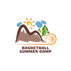Logo basketball summar camp. Fun cartoon logo.
