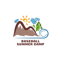 Logo baseball summar camp. Fun cartoon logo.