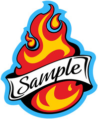 Vector flame with red ribbon