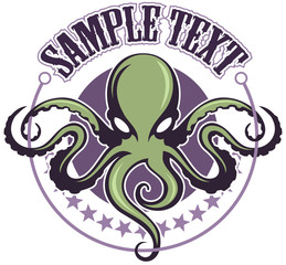 Cartoon style octopus, vector illustration.
