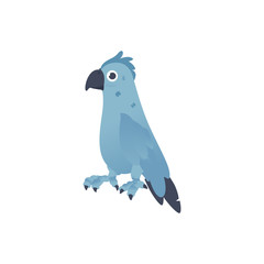 Vector blue parrot tropical bird cartoon icon