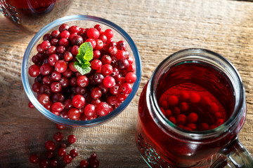 cranberry drink on the table