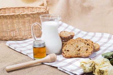 Brunch or breakfast table.