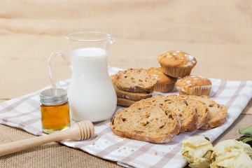 Brunch or breakfast table.