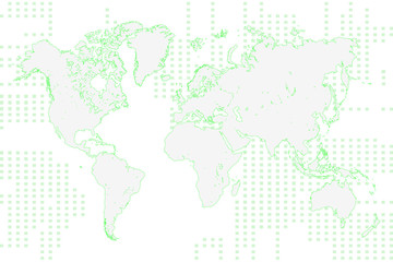 Global map, gray on white background light green coloured detail