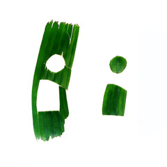 i One letter green tropical leaf alphabet isolated