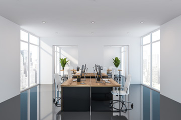 Glossy floor white open space office
