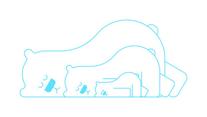 Polar bear family is asleep. Beast is sleeping. vector illustration
