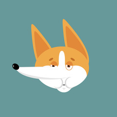 Corgi Nausea emoji. Dog Sick emotions avatar. Pet ill. Vector illustration
