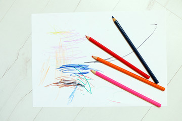 Close-up - The first child's drawing in life