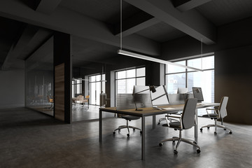 Gray open space office and meeting room