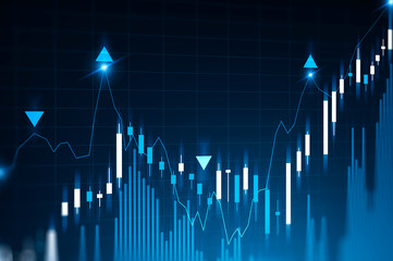 Blue digital graphs and bar charts