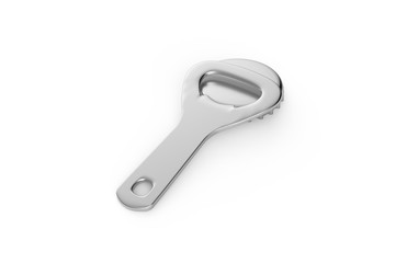 Mock up of bottle opener and cap on isolated white background, 3d illustration