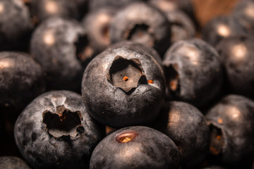 Macro shot of fresh raw organic blueberries 