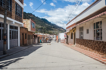 Typical street in Choachí, a small Colombian town or pueblo just outside of Bogotá
