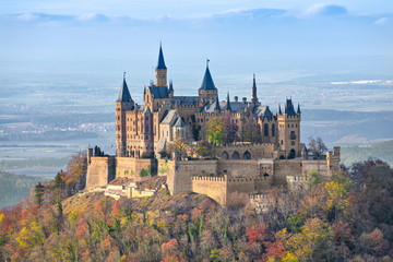 Hohenzollern Castle in the autumn, Germany - obrazy, fototapety, plakaty